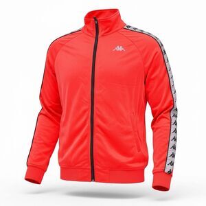 kappa jacket mens medium red track banda logo full zip athletic top reflective